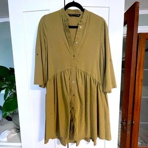 Zara green button down shirt dress